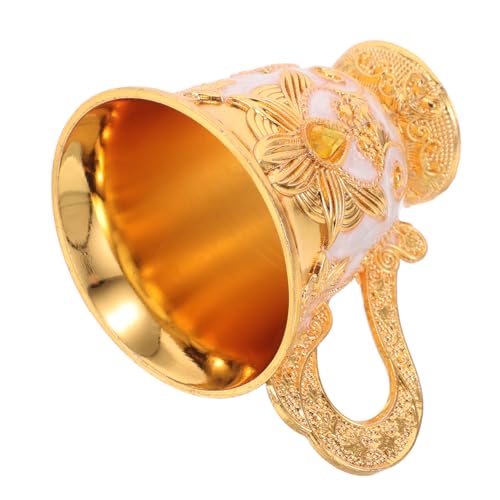 LIFKOME 1piezas Copa Retro De Aleación Relieve Floral Para Ofrecimiento De Agua Para Bodas y Celebraciones Elegante Cáliz De Diseño Clásico