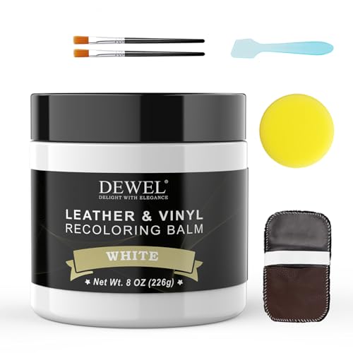 DEWEL Leather Repair Kit White 200 g Car Leather Care Leather Colour Balm Faux Leather Repair Kit for Leather Restoration Cracks Holes of Sofas Cars Jackets Shoes