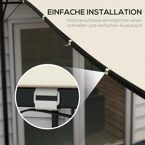 Voile d'ombrage pour auvent de terrasse beige, idéal pour vos repas d'été