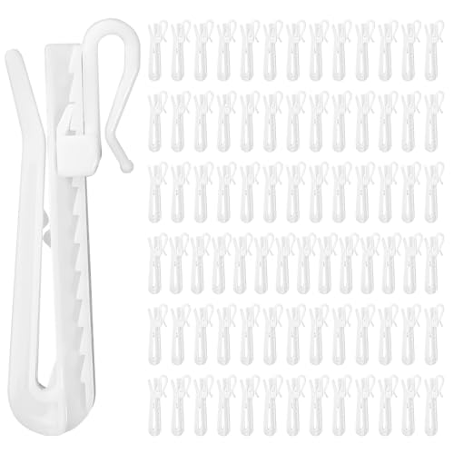 Plastic Curtain Hook Adjustable Pinch Pleat Curtain Hooks 3.1Inch Ratchet System Pinch Pleated Curtain Hook White for Bedrooms Living Rooms Bathrooms Outdoor Courtyards Study Rooms (80Pcs)