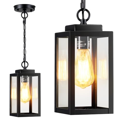 MYHXQ 11'' Outdoor Pendant Light, Modern Outside Chandelier Outdoor Hanging Lantern Light, Matte...