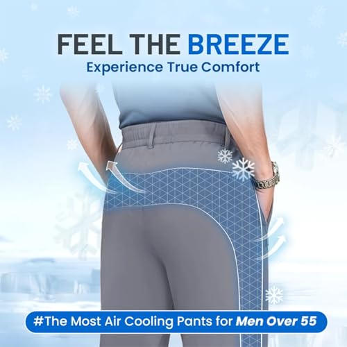Msehrions - Ice Silk Mesh Panel Casual Pants Mesh Irons Pants for Men Over 55 with Pockets Breathable3