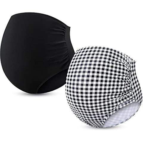 Yahenda 2 Stück Umstands-Badeanzüge Hose Hohe Taille Bikinihose Damen Bademode Hose Cover