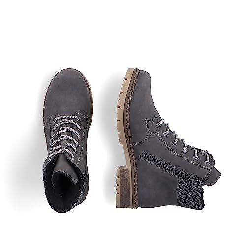 Rieker Damen Schnürstiefeletten Y7424, Frauen Stiefeletten,Boots,Stiefel,Bootee,Booties,halbstiefel,Kurzstiefel,grau (45),42 EU / 8 UK