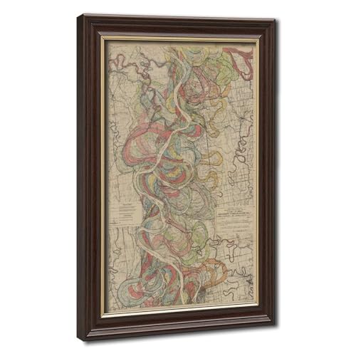 Affiche Mississippi River Map 1944 poster toile déco suspendre pour bureau 20x30 cm