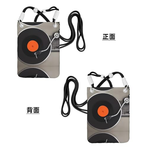 Black Carry Crossbody Purse â€“ Vintage Vinyl Record Print Mobile Phone Bag, Lightweight, Perfect for Shopping, and Outdoor Activities3