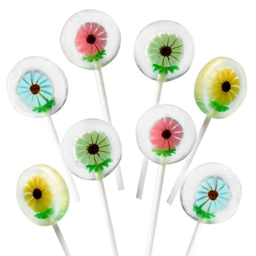 Flower Candy Lollipops - Individually Wrapped Suckers Bulk - NET WT 8OZ (approx. 29 Pops)
