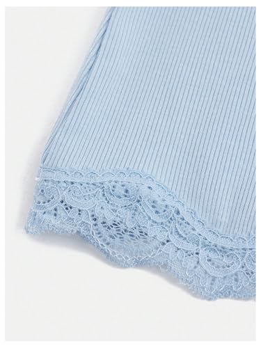 Image of SOLY HUX Girl's Lace Trim Camisoles Ribbed Spaghetti Strap Crop Tank Tops | Sleeveless, Teen Girl Top, Summer Top