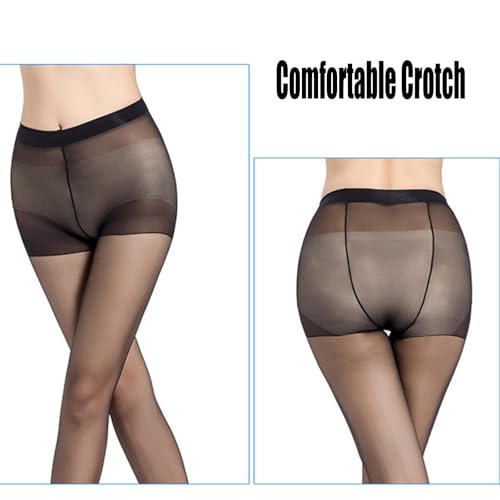 2 Pairs Black Sheer Tights for Women Butt - lifting Nylon Pantyhose 15D Breathable Women's Panty Hose(M/L)2
