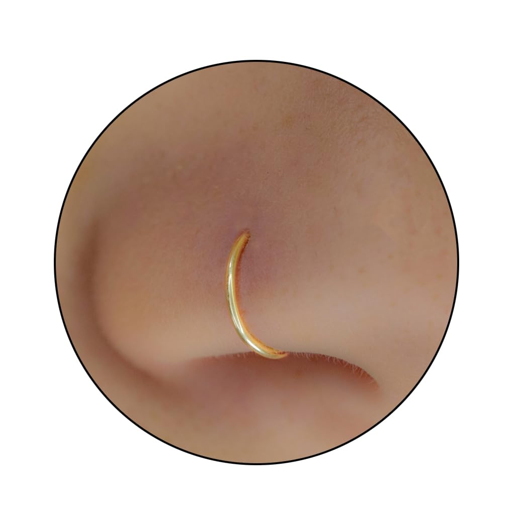 Gold Nose Rings - Silver Nose Ring - Black Nose Piercings -Thin Small 24 Gauge 7mm Nose Piercing Jewelry- 925 Sterling Silver Nose Piercings - 14k Gold Filled Nose Rings For Women - 925 Black Sterling Silver Nose Rings Hoops