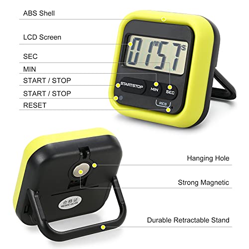 Domary Cronômetro de cozinha Cronômetro digital com alarme alto LCD grande contagem crescente ou cro