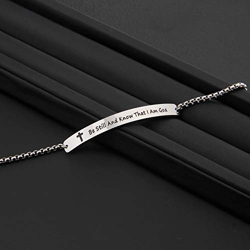 MYOSPARK Scripture Bracelet Bible Verse Jewelry Be Still And Know That I Am God Bracelet Christian Gift4