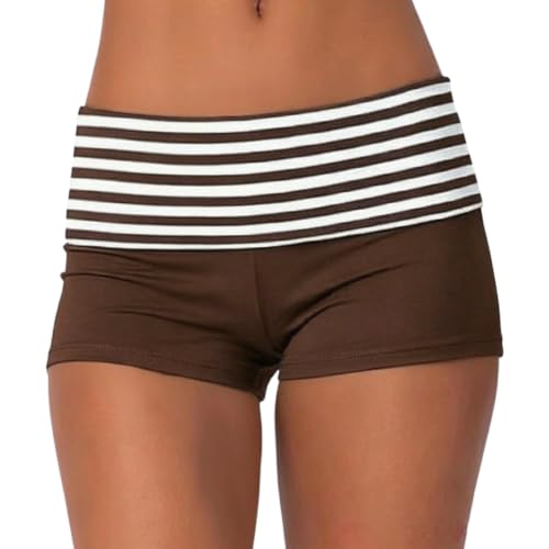 Image of Women Fold Over Mini Shorts Y2K Lounge Pajama Bottoms Low Rise Booty Shorts