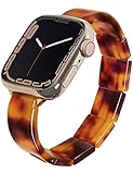 Unilily Tortoise Shell Watch Band for Apple Watch Band 38mm 40mm for Women Resin Fashion Slim Stretchy Watch Bracelet for Apple Watch Band 7 8 41mm