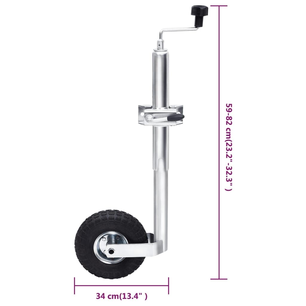 Stützrad 48 mm verzinkter Stahl mit 2 Stützrohren und 3 Klemmen für Anhänger, Wohnwagen, Kasten, Tieflader, Hochlader, Transport, Lasten, Umzug, Fahrrad, Motorrad, Camping, Garten, Baustelle