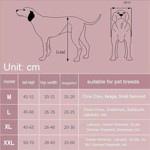 Silla de ruedas para perros con soporte trasero para piernas, ayuda de rehabilitación ajustable para perros de 20 a 60 kg, ideal para recuperación y asistencia de movilidad, silla de ruedas para