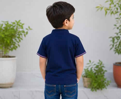 Image of NIVIK Printed Cotton T-Shirts. Stand Collar T-Shirt for Boys