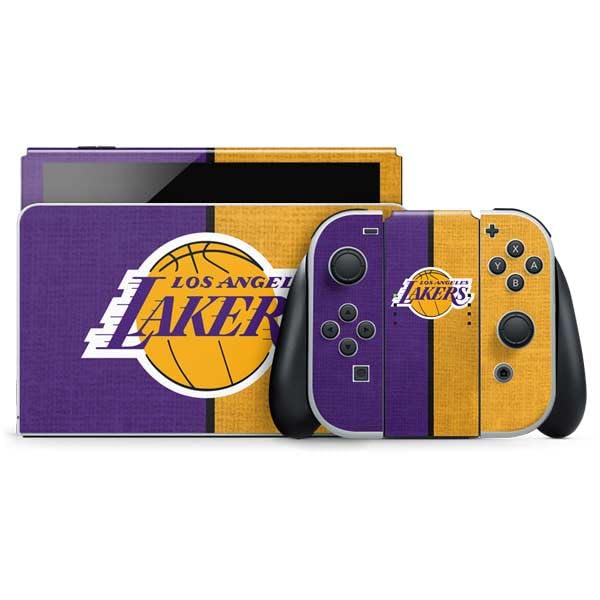 Skinit Decal Gaming Skin Compatible with Nintendo Switch OLED (2021) - Officially Licensed NBA Los Angeles Lakers Canvas Design