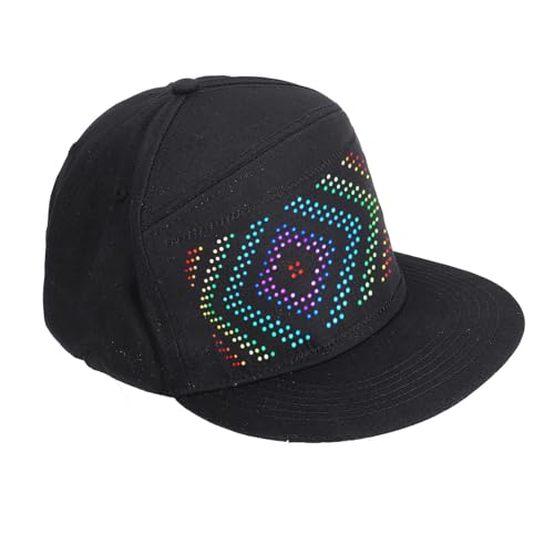 FTVOGUE Gorra LED Sombrero LED Programable con Pantalla de 16x32 Control de Aplicación de Puntos Imágenes de Texto Personalizadas para Conciertos de Fiesta en Festivales, Material de Algodón Tamaño