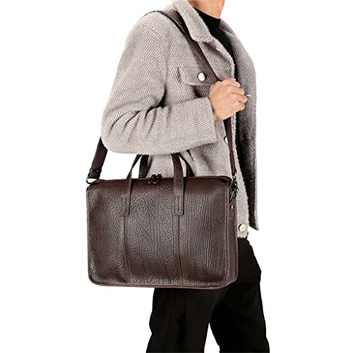 Men's Bag Leather Men's Handbag Layer Cowhide Computer Business Briefcase Single Shoulder Crossbody (D)3