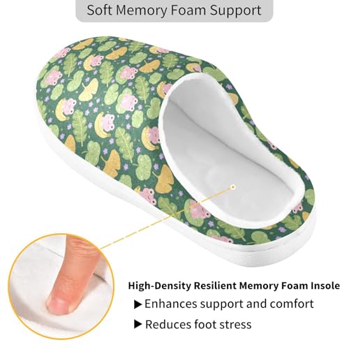 Frog Plant Slippers for Women Men, Soft House Slippers with Cozy Memory Foam Indoor Outdoor Slippers Size 8/9 23011083