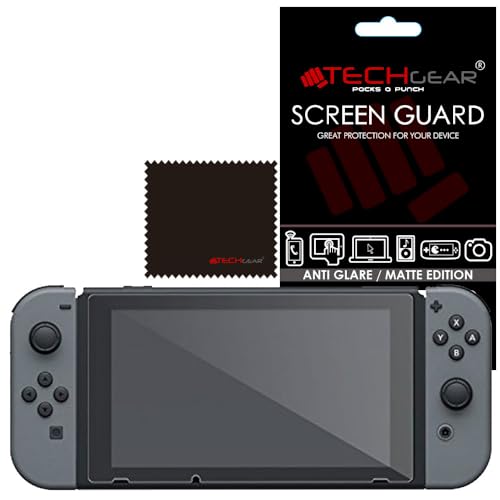 TECHGEAR [5 Pack Anti Glare Screen Protectors for Nintendo Switch, MATTE LCD Screen Protector Guard Covers with Cleaning Cloth & Applicator Card