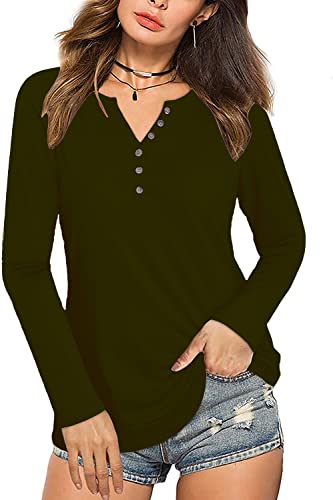 Image of Women's Regular Fit Pure Cotton Top - Elegant V-Neck with Mandarin Collar, Button-Front Design, Full Sleeves, Soft & Breathable Fabric for Stylish Casual Wear