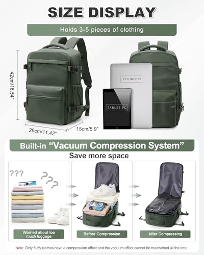 Image of winspansy Small Travel Backpack Storage Vacuum Compression Bags with Pump for Travel Storage Carry on Business Day Vacpack Backpack for Women Men with Vacuum College Bag Black