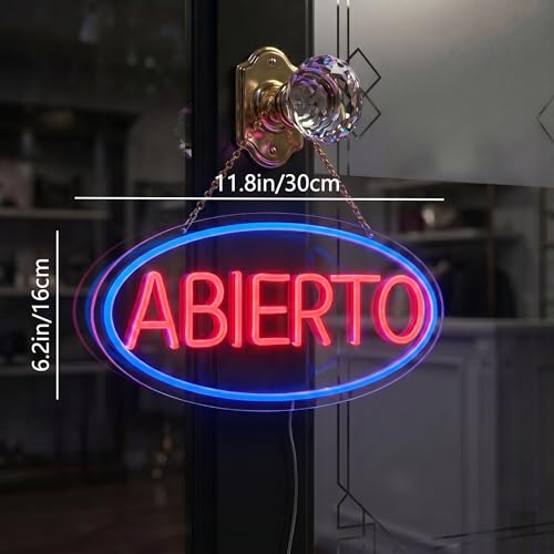 Image of Abierto Open Neon Sign for Business, Spanish Large Open LED Light up Sign, Open Neon Lights for Bar Restaurant Coffee Salon Store Shop Wall Window Display,Business Open Sign