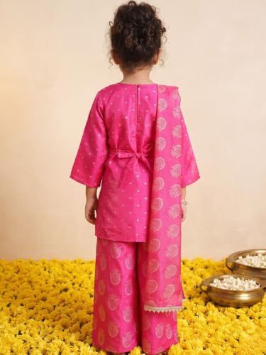 Image of AJ DEZINES Ethnic Wear Sharara Suit Set For Girls|Punjabi dress for Kids|Silk Blend Girls Salwar Suit|Traditional Patiala Outfit|Stylish Kids Kurta for Festivals Weddings & Special Occasions