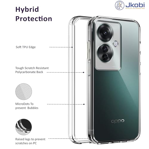 Image of Jkobi Back Cover for Oppo Reno11 F 5G | Oppo Reno 11F 5G (Silicone Clear Shockproof Case with Camera Protection | Soft and Flexible | Transparent)