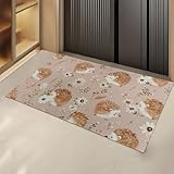 Turamurra Cute Hedgehog and Floral Indoor Door Mat Gifts, Floor Area Rug for Entryway, Living Room or Bathroom, Non-Slip Woodland Animal Doormat Home Decor Rug 17x29.5 Inch