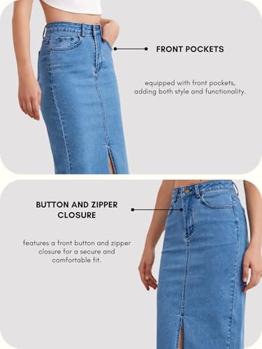 Image of GRECIILOOKS Denim Skirt for Women | Long Skirt for Women | Skirt for Women | Denim Skirt for Women Long | Pencil Skirt for Women