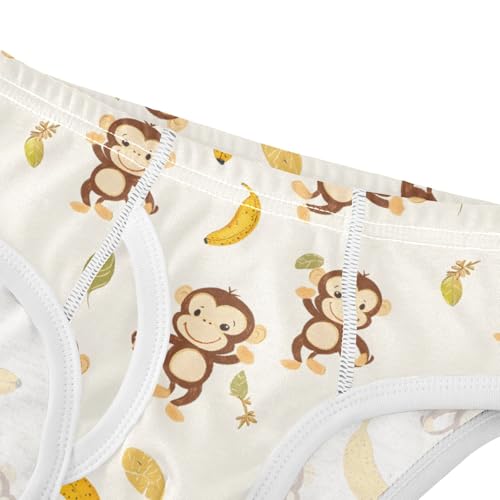 Monkeys Bananas Pattern Boys' Underwear 100% Cotton Boys' Briefs Soft Toddler Underwear4