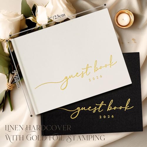 Image of Lanpn Wedding Guest Book 2026 - Linen Hardcover Guestbook Wedding Reception with 108 Blank Pages for Sign in and Photos - Guest Book for Wedding Bridal Shower Baby Shower Party (Cream)