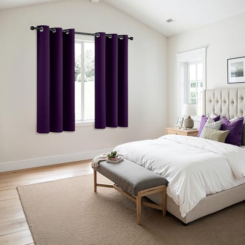 Image of MIULEE Blackout Curtains for Bedroom Living Room 2 Panels, Thermal Insulated Room Darkening Drapes Grommet Noise Reducing Light Blocking Window Treatments 63 Inches Long 40x63 Inch Royal Purple