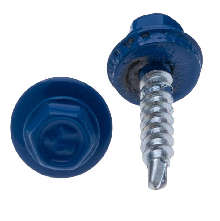 4.8 mm x 35 mm Roofing Screws, Hex Head Self-Drilling Multi-Color (RAL 5010 Gentian Blue) Roof Screws with EPDM Sealed Washer - Image 3