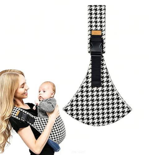 Image of Baby Carrier for 6 Months to 36 Months Baby, Adjustable Front Facing Baby Carrier, Ergonomic Support for Daily Walks and Travel, Comfortable Baby Sling Carrier (Black and White Grid)