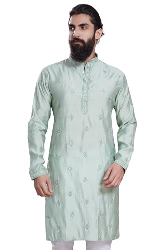 Image of DIVISIVE Men's Embroidered Cotton Silk Blend Only Slim Fit Kurta