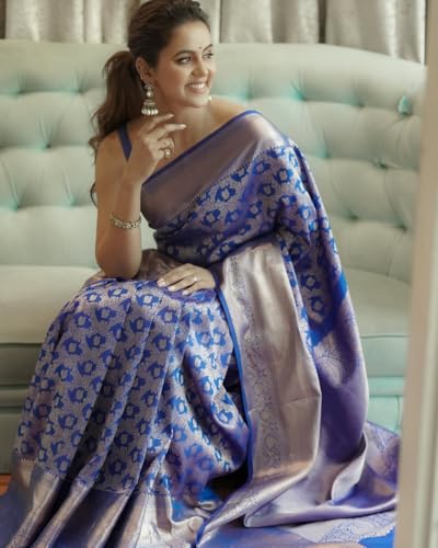 Image of Sugathari Women's Maroon Banarasi Kanchipuram Art Silk Saree for Women - Traditional Wedding & Party Saree with Blouse Piece - Ethnic Indian Silk Saree for Bridal, Festive (KS-156)