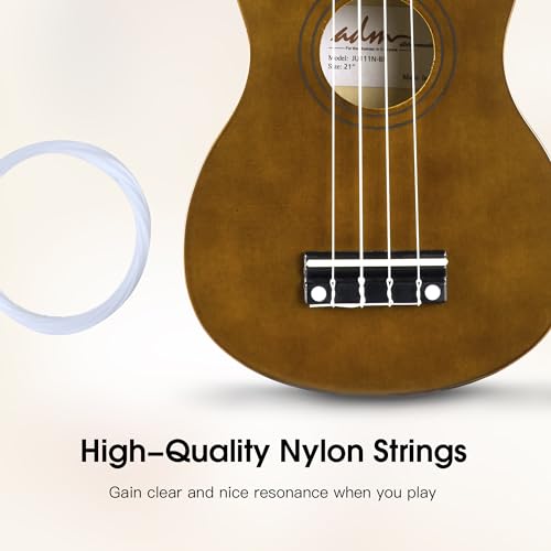 Image of ADM Ukulele for Beginners Hawaiian Wood Ukelele Kit for Kids Adult Student Starter Professional Ukalelee Pack Bundle with Free Lessons Gig Bag Strap Nylon String Tuner (Mocha, 21 Inch)