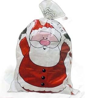 Pack of 2 Giant Santa Plastic Sacks with one Christmas money