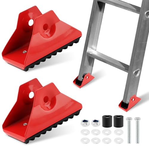 Anti-Skid Shoe Kit for Extension Ladders 2 Pack Ladders Feet Replacement Parts Rubber Padded Feet Ladder Feet Accessories Parts (Red Fixed)