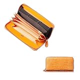 [FRANCK ROSSINI] イタリア LIFE(MASINI) 社製 仔牛革 anan 掲載商品 グリッターをちりばめた 美しく 軽くて 使いやすい レディース 長財布 カード縦型収納 大型BOX小銭入 母の日 プレゼント ギフト箱入り (Orange)