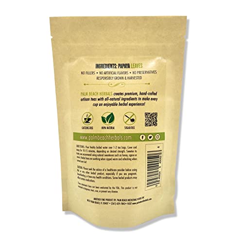 Papaya Leaf Tea - Pure Herbal Tea Series By Palm Beach Herbal Tea Company (30 Tea Bags) 100% Natural #TOP1