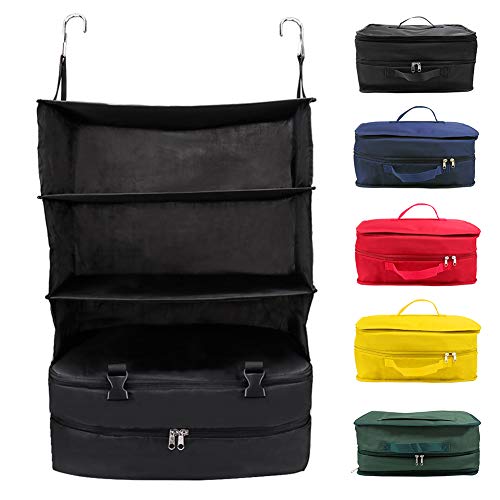Alicer  Bolsa de viaje portátil, 3 capas, plegable, armario de pared, estantería, organizador de ropa, organizador de equipaje Negro Talla única