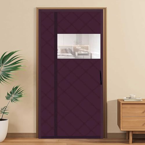 Cortina for Puerta de Apertura Lateral Cortinas Opacas Separador de Ambientes Cortina de privacidad con Panel Transparente for de Dormitorio Puerta Delantera(A,95x210cm(37x83in))