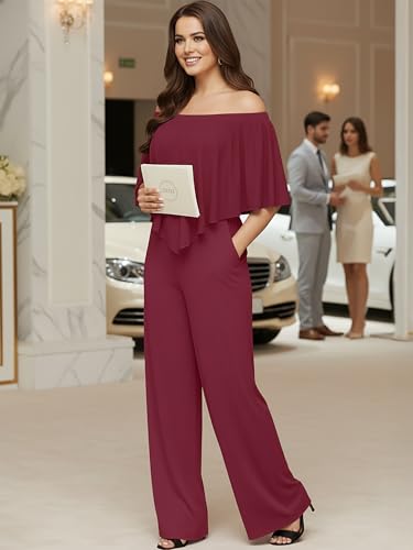 Image of KOH KOH Womens Long Pant Strapless Off Shoulder Pockets One Piece Jumpsuit