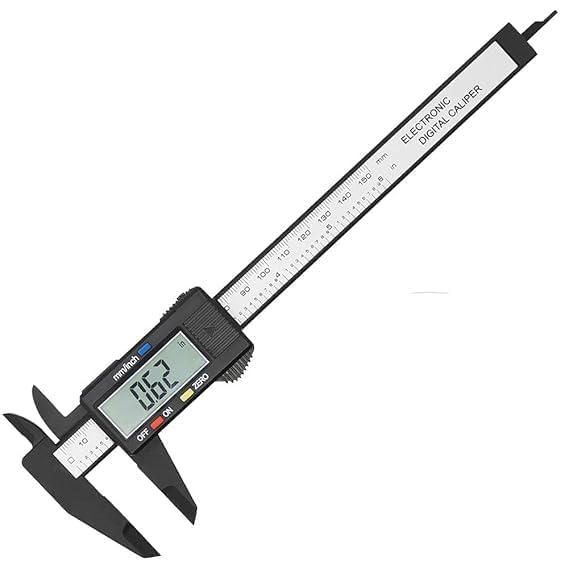 Image of digital vernier calipers with large LCD screen electronic vernier caliper thickness measuring Tool 0-6 in /0-150 mm auto off featured (plastic caliper)
