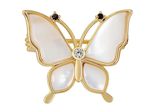Image of Alilang Sparkling Zircon Seashell Butterfly Brooch Pin With Crystal Rhinestones For Wedding Party